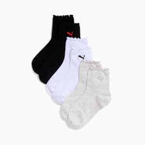Chaussettes quart de longueur sans tissu bouclette Femme (3 paires), LIGHT PASTEL GREY, extralarge
